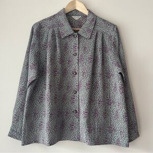 Unique Vintage Purple and Green Button Down Shirt